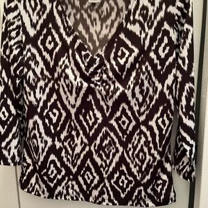 PS brown and white geometric design top.